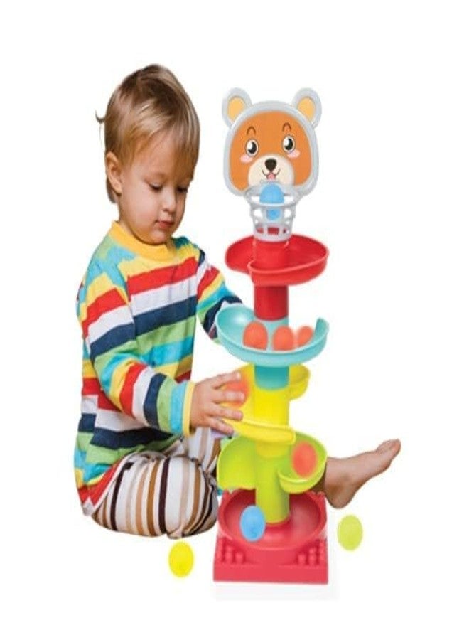Toy Vibes مجموعة ألعاب برج الكرة الدوّار، وبرج منحدر الكرات، مع 3 كرات دوارة، بألوان متنوعة. - Image 1